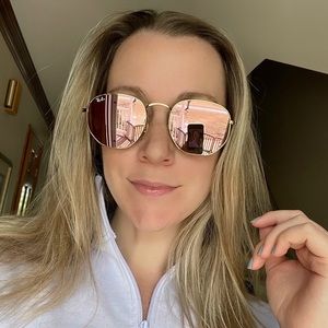 Ray Ban Hexagonal Flat Rose Gold Sunglasses